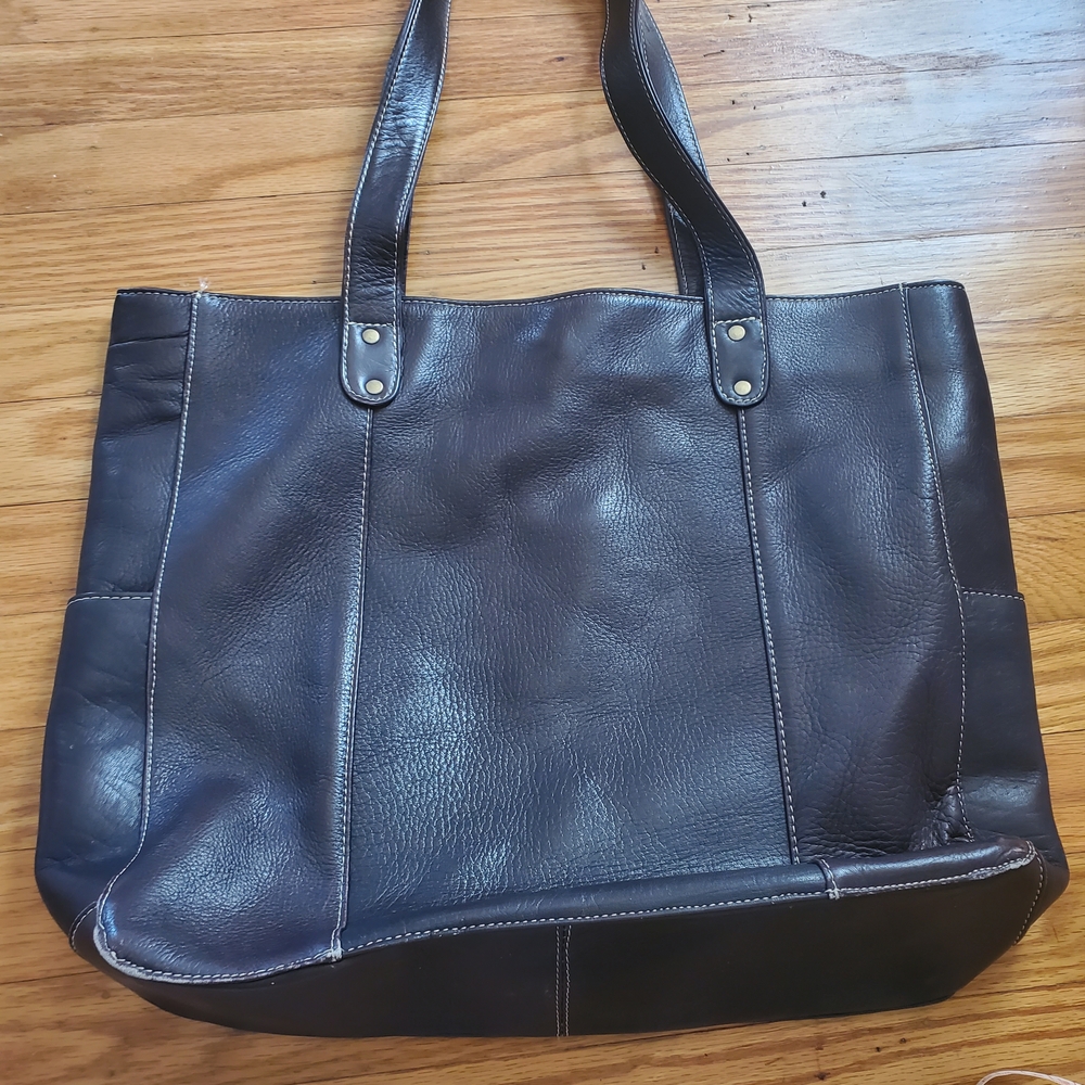 Le Donne Tote  Genuine dark Brown  Leather Shoulder Bag Womens
